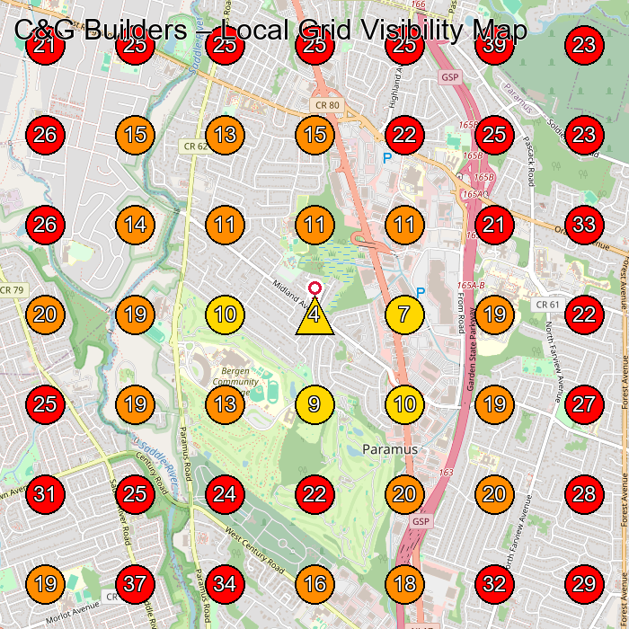 C&G Builders GeoGrid visibility map for General Contractor in None